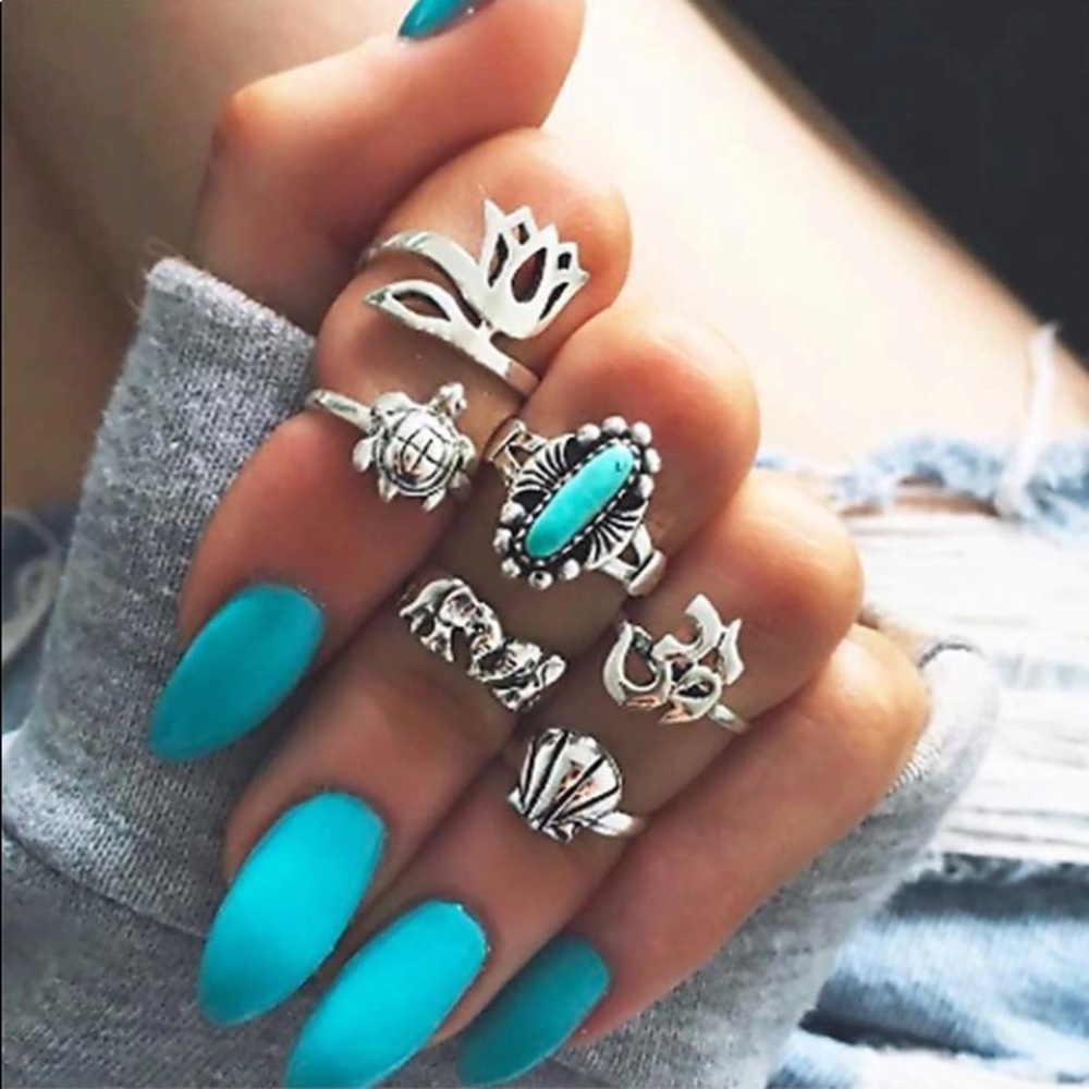 ✌️Boho knuckle rings,boho rings,New midi rings - Picture 1 of 2